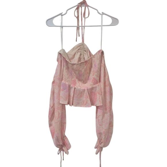 Tularosa Women's Cream & Pink Poly Georgette Top NEW - Picture 7 of 15